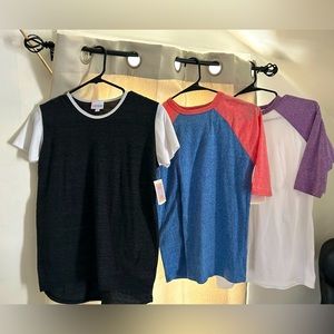 bundle of 3 new kids tee shirts girls size 12 & 14 baseball style colorful